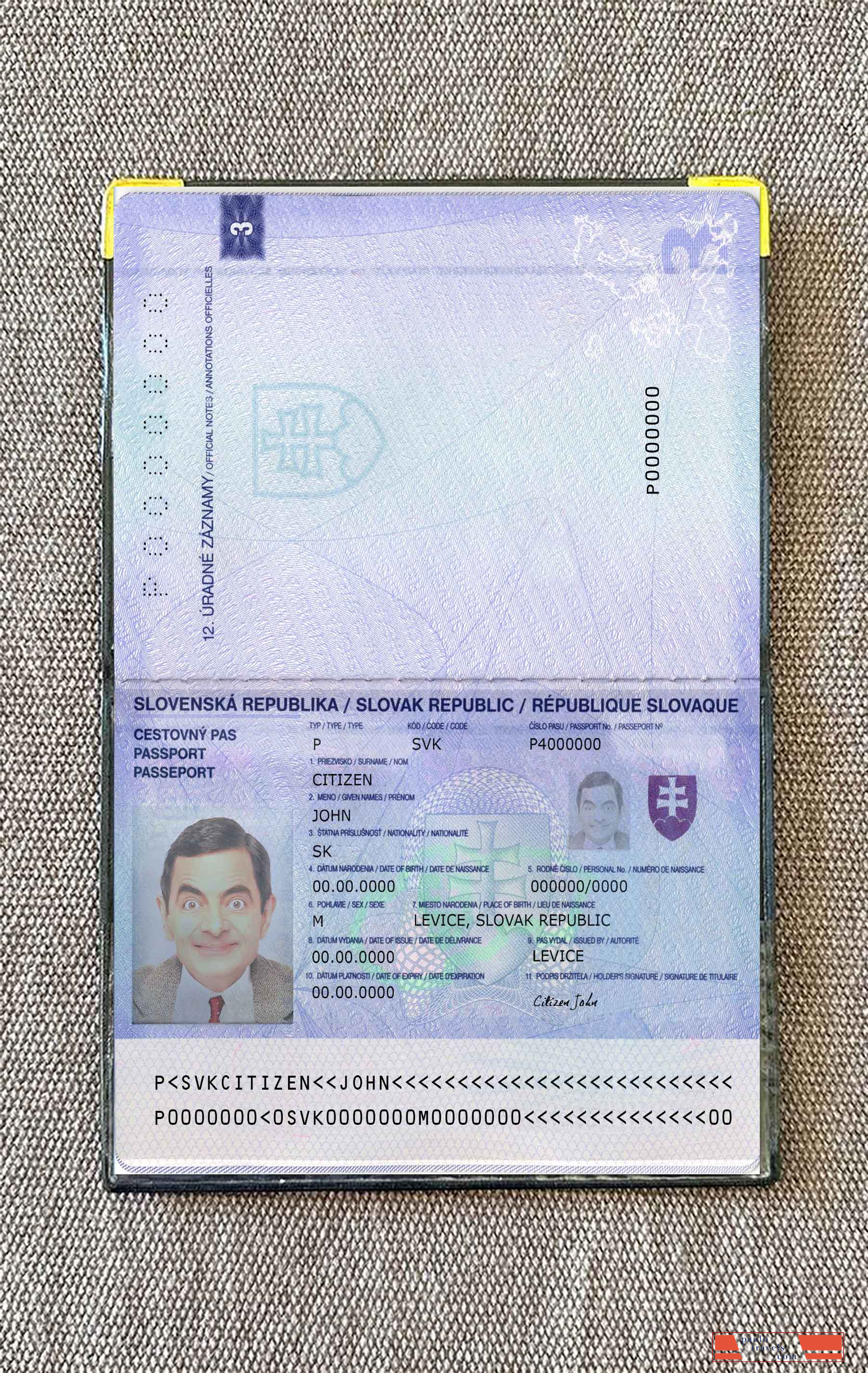 Slovakia passport 2012 photo look PSD template